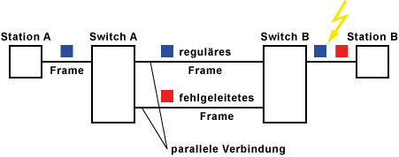 Doppelte Frames durch mehrere parallele physikalische Verbindungen