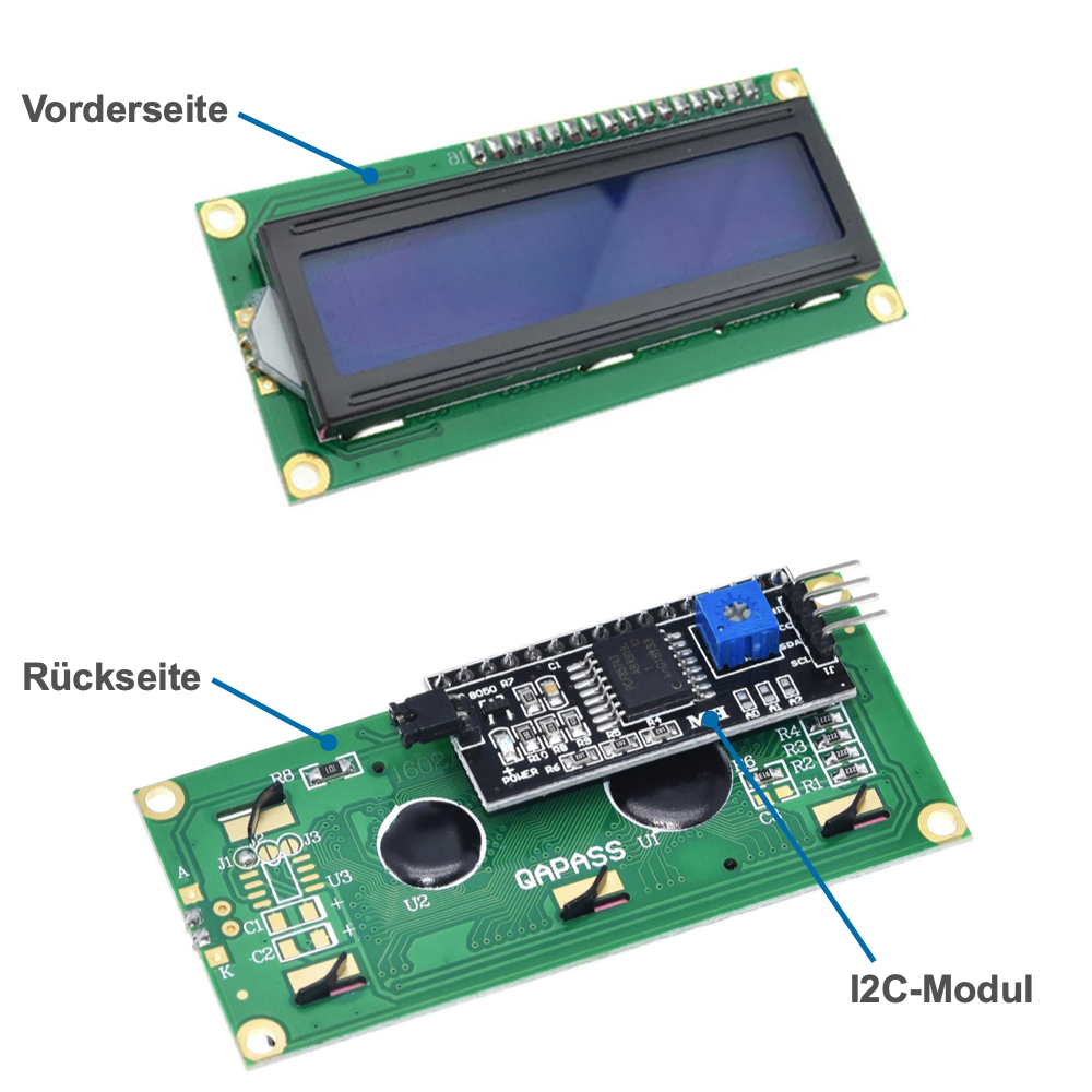 HD44780-kompatibles LCD-1602-Display mit I2C-Modul