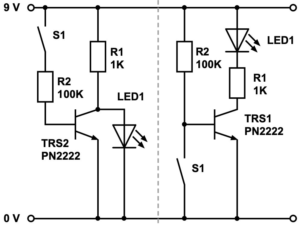 NICHT- oder Inverter-Schaltung mit Transistor
