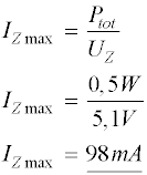 Formel zur Berechnung des maximalen Z-Diode-Stroms