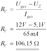 Formel zur Berechnung des Vorwiderstands