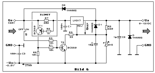 LM317 runter bis Null Volt und frei definierbare Strombegrenzung (Shunt  Strombegrenzung BC560 BC550)
