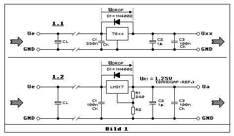 Netzteil Ladeschaltung 3-pin-Spannungsregler Tantalelko - LM317 LM337 7805  LM7812 LM7912 LM7912