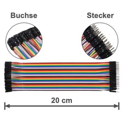 Verbindungskabel: 20 cm, Buchse auf Stecker