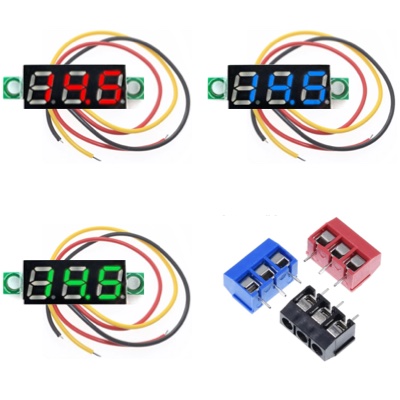 Mini-Voltmeter mit Klemmleisten (3 Stück)