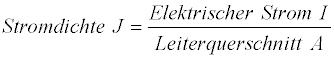 Formel zur Berechnung der Stromdichte J