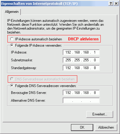 TCP/IP-Konfiguration unter Windows 2000