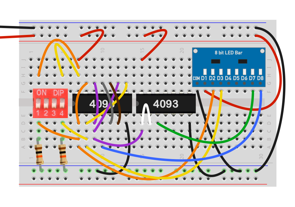 Halbaddierer aus NICHT-UND (NAND) mit CD4093 bauen