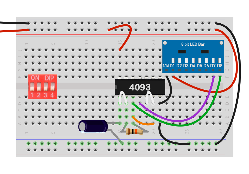 Einfacher LED-Wechselblinker mit IC CD4093 (NAND)