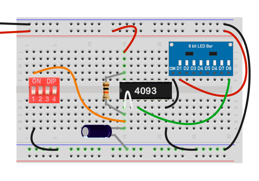 Monostabile Kippstufe mit IC CD4093 (NAND)