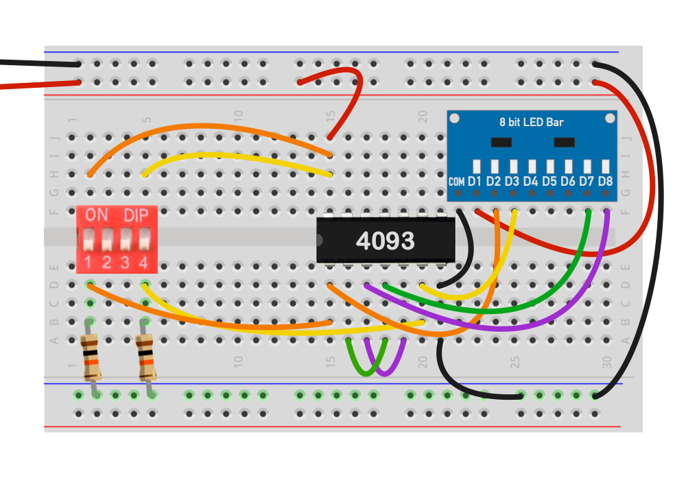 RS-Flip-Flop aus NICHT-UND (NAND) mit CD4093 bauen