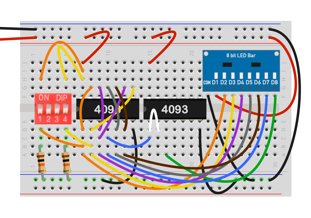 Exklusiv-NICHT-ODER (XNOR) aus NICHT-UND (NAND) mit CD4093 bauen