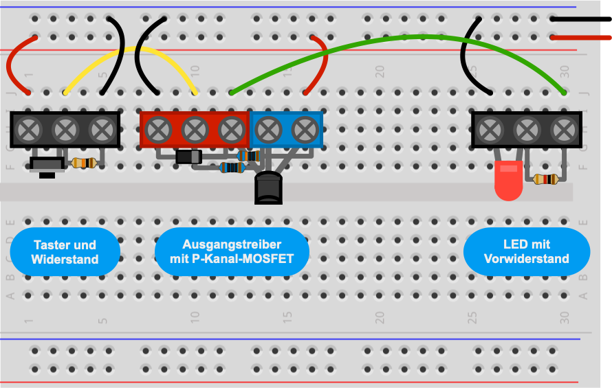 Experiment 1: Steuereingang mit Taster und Pull-Down-Widerstand
