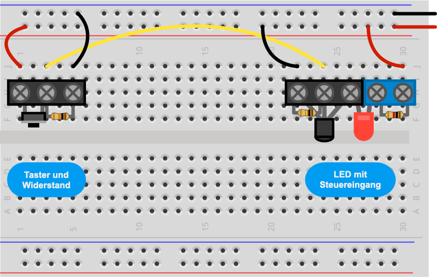 Experiment 2: Steuereingang mit Taster und Pulldown-Widerstand