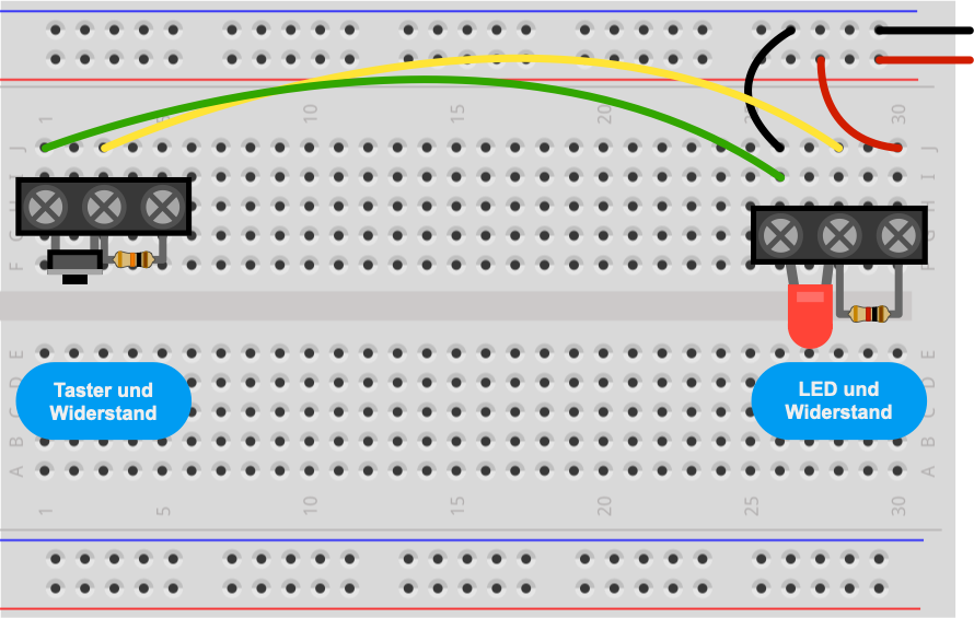 Experiment 3: Taster parallel zur LED