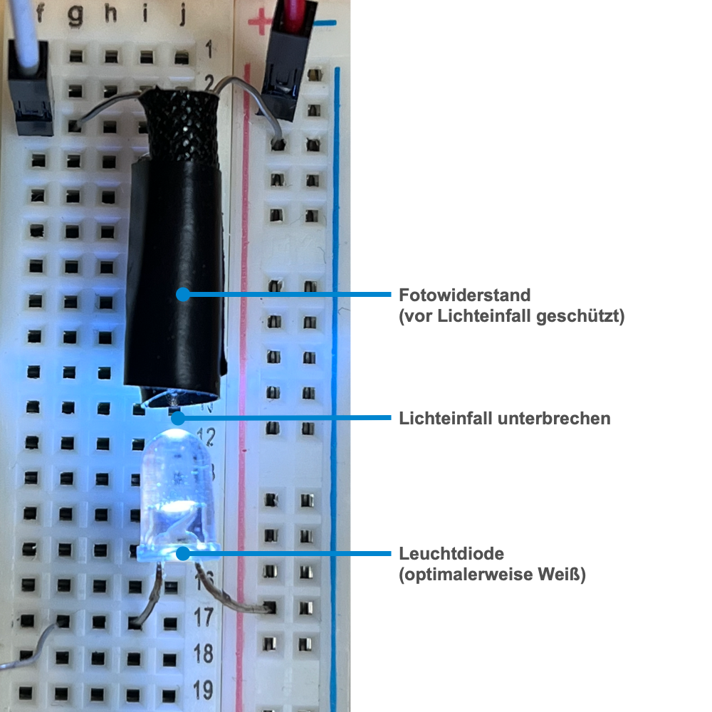 Aufbau: LED-Lichtschranke mit Fotowiderstand