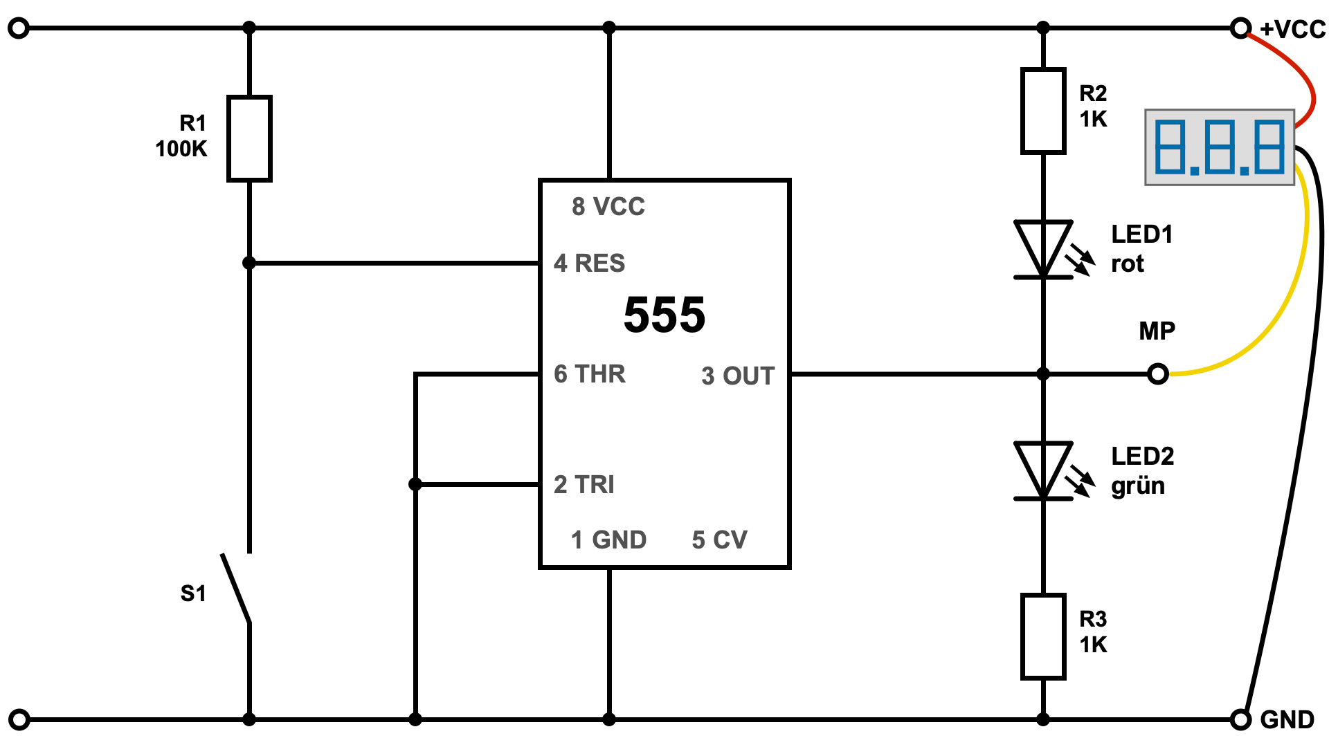 Experimente: Ausgang (Output) vom NE555