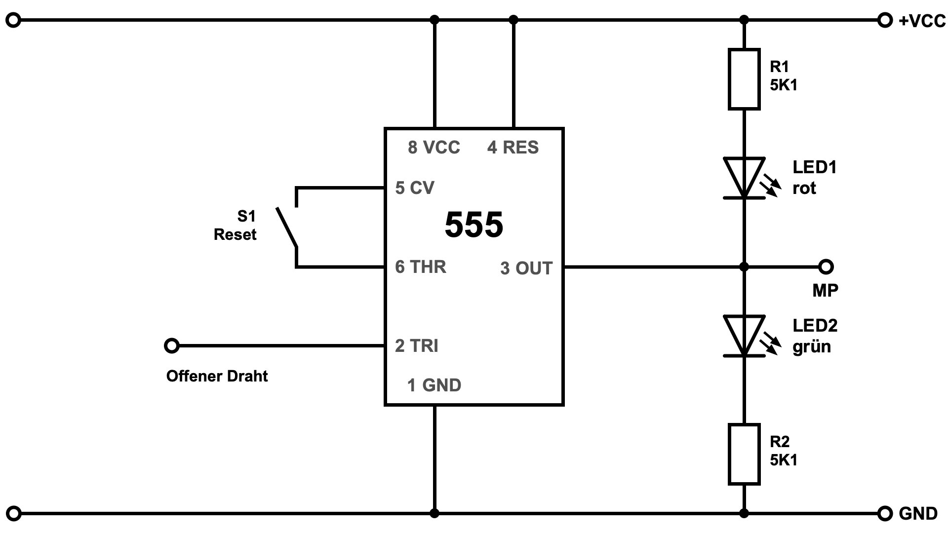 Alarmschaltung mit Berührungssensor mit NE555
