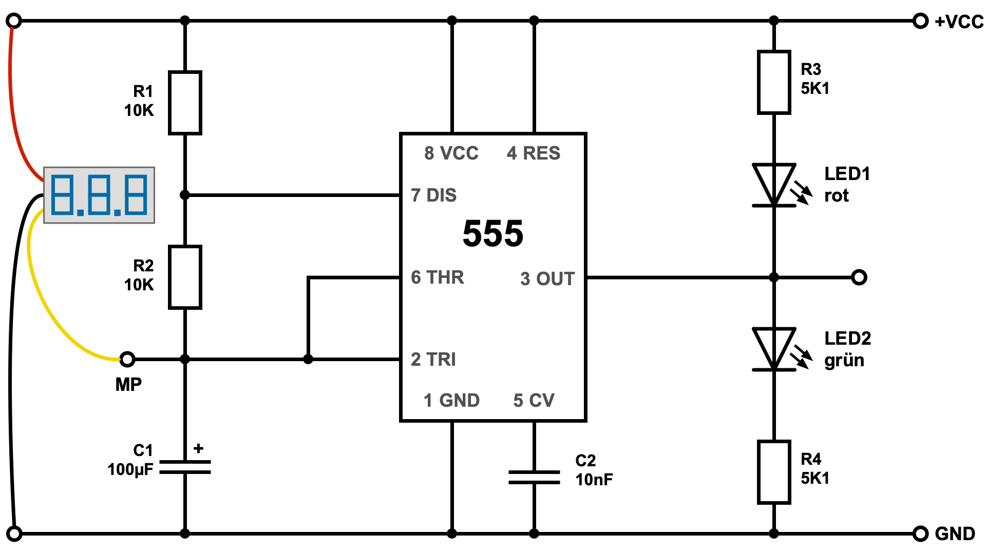 Experimente: Entladung (Discharge) vom NE555