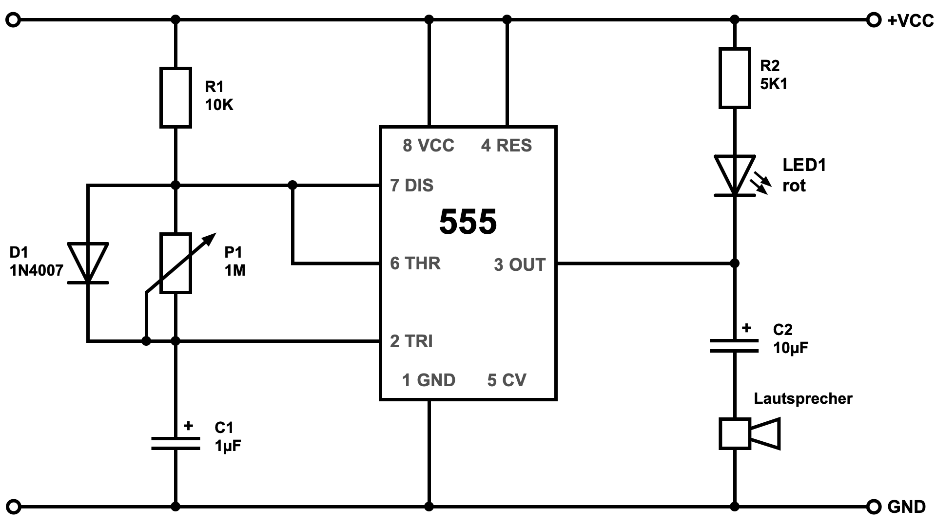 Einstellbares Metronom mit NE555