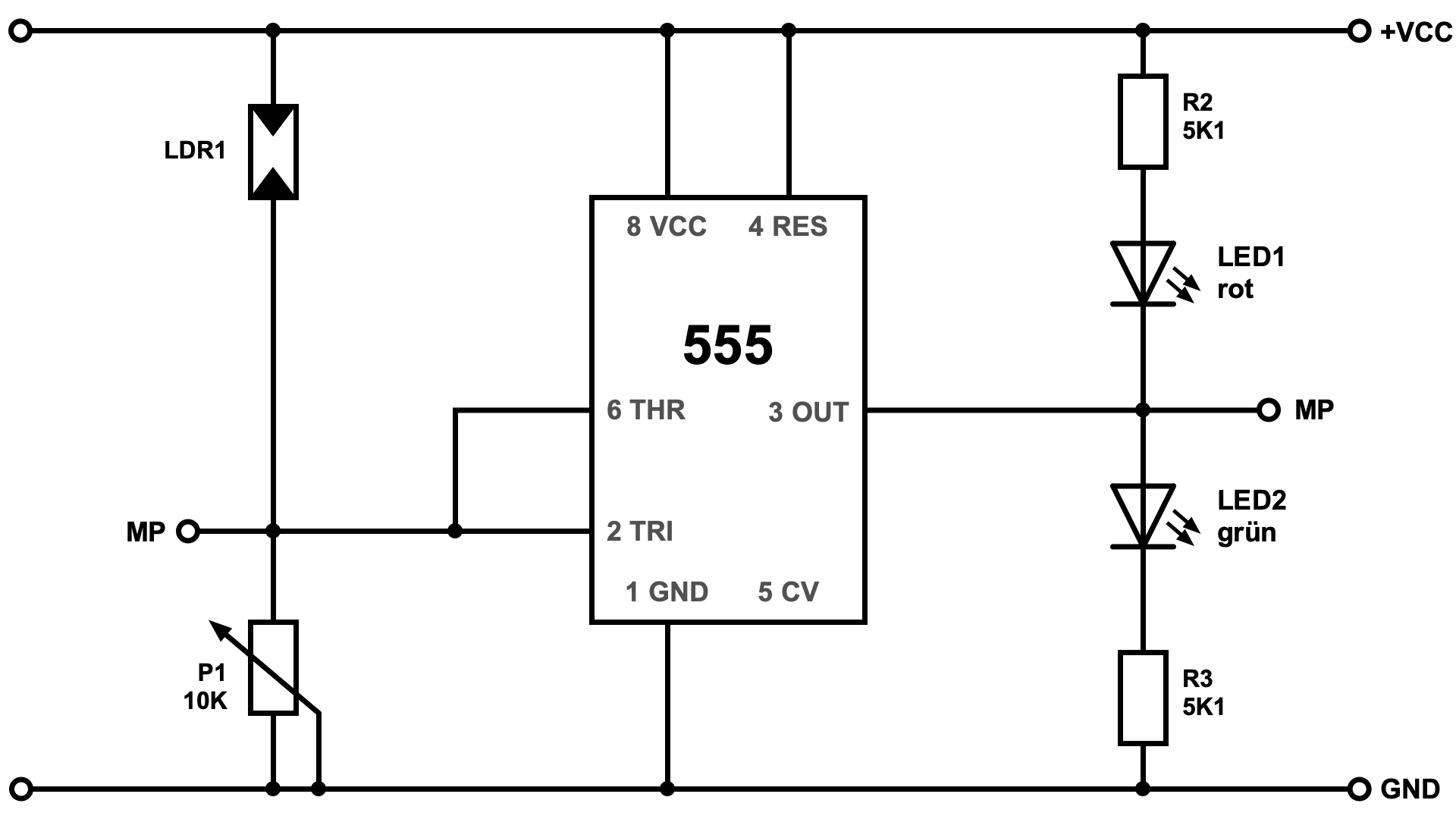 Nachtschaltung mit NE555