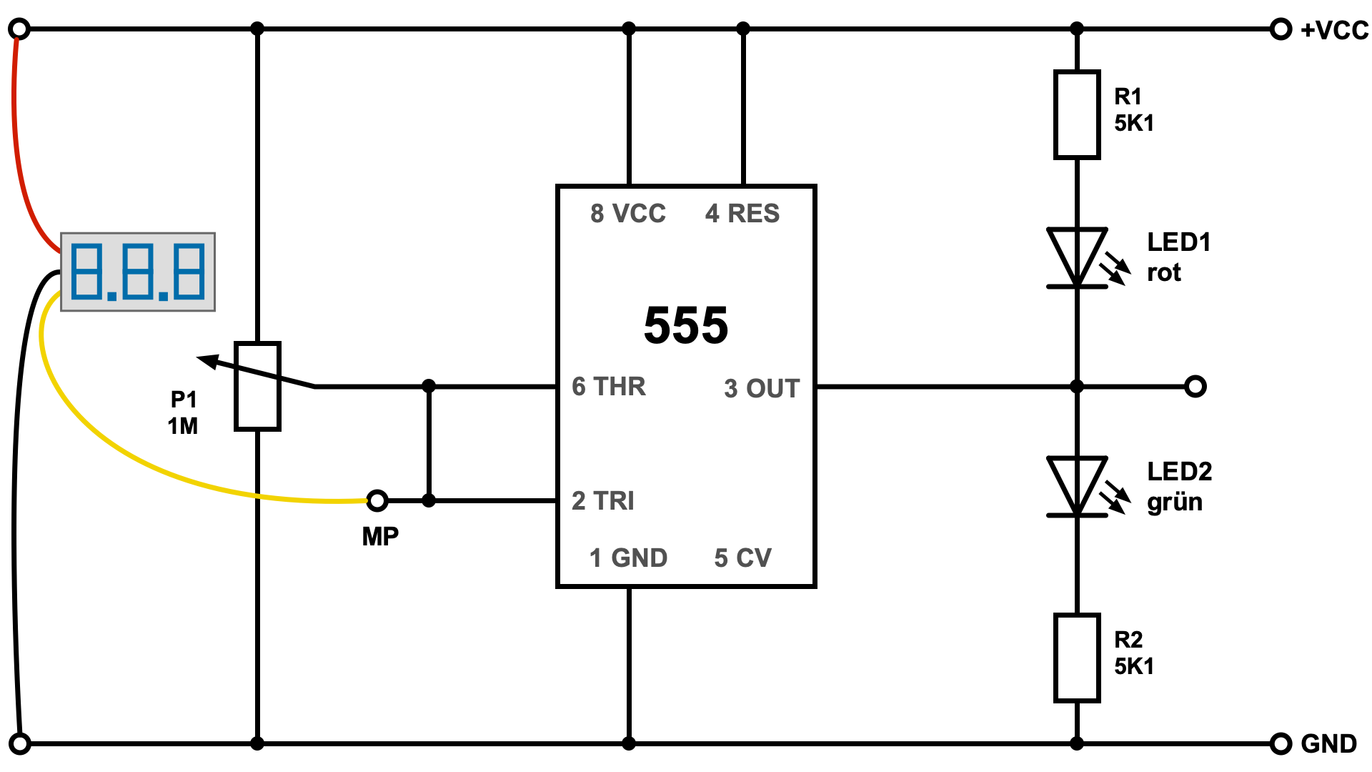 Experimente: NE555 als Schmitt-Trigger