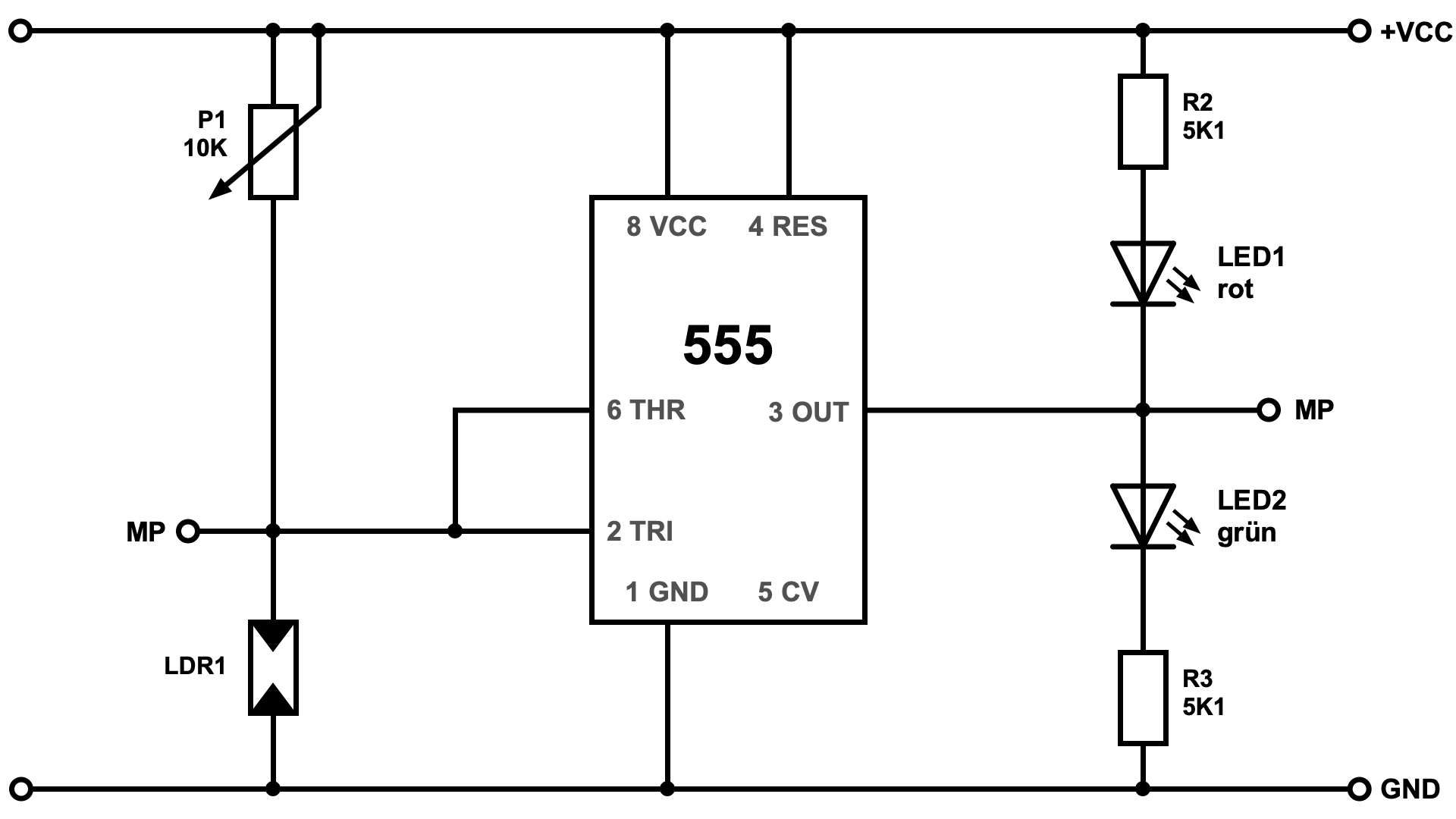 Tagschaltung mit NE555