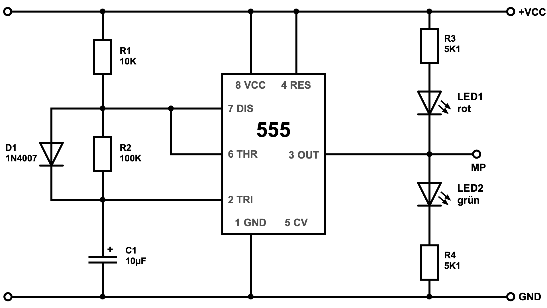 Einfacher Taktgenerator mit NE555
