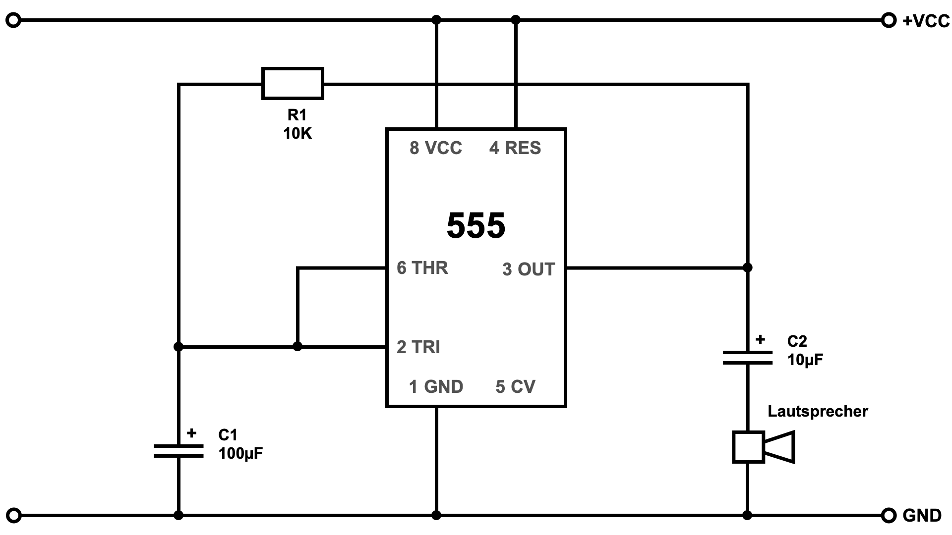 Einfacher Tongenerator mit NE555