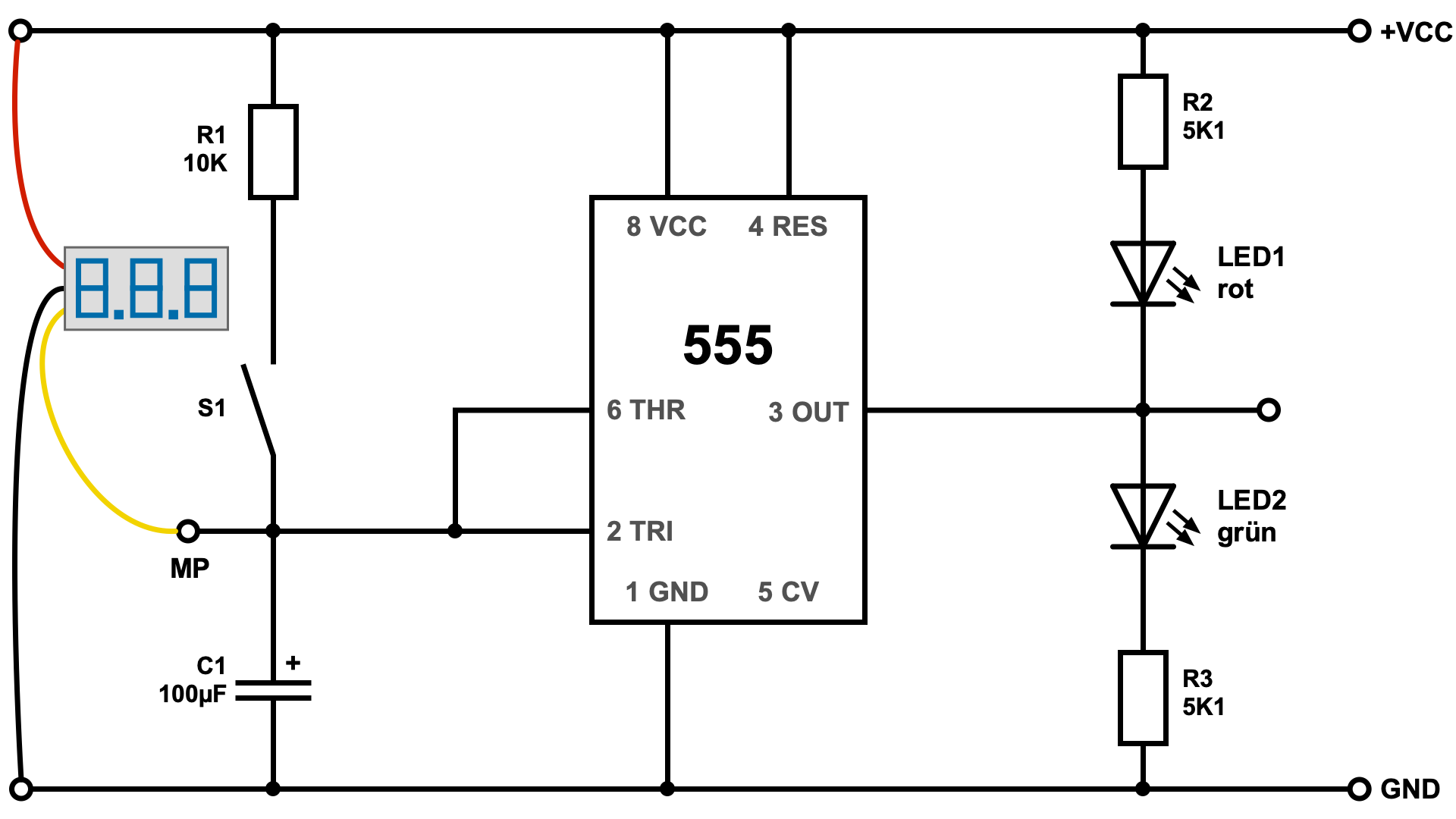 Experimente: Trigger und Threshold vom NE555