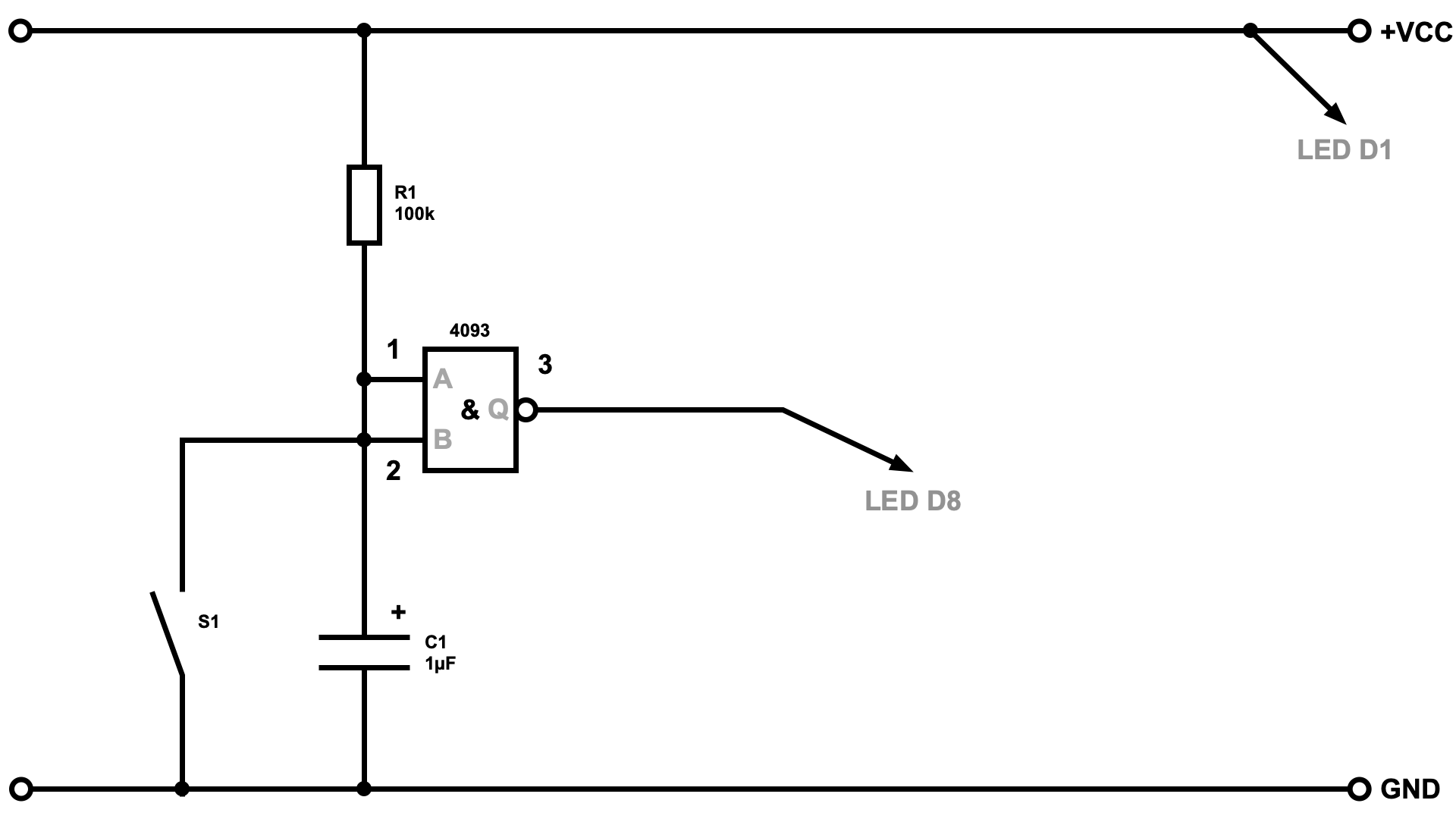 Prellfreier Taster mit IC CD4093 (NAND)