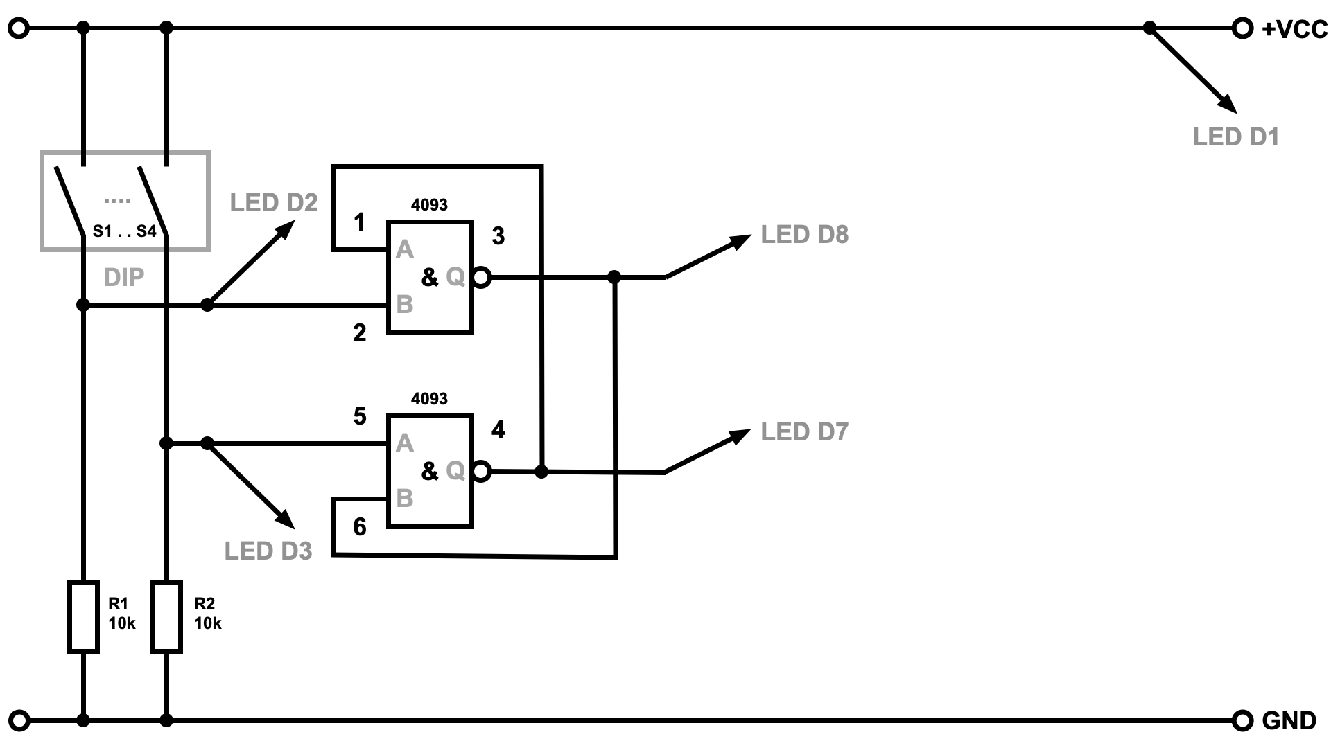 RS-Flip-Flop aus NICHT-UND (NAND) mit CD4093 bauen