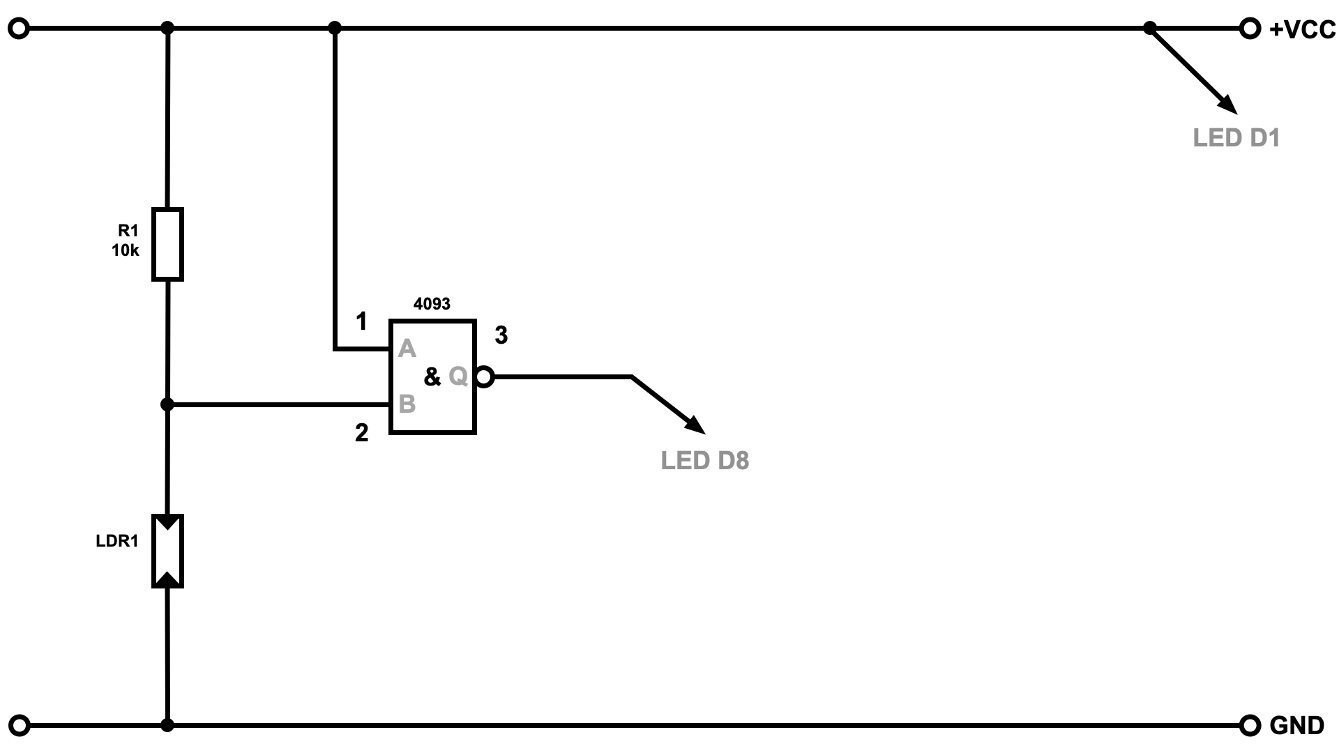 Tagschaltung mit IC 4093 (NAND)
