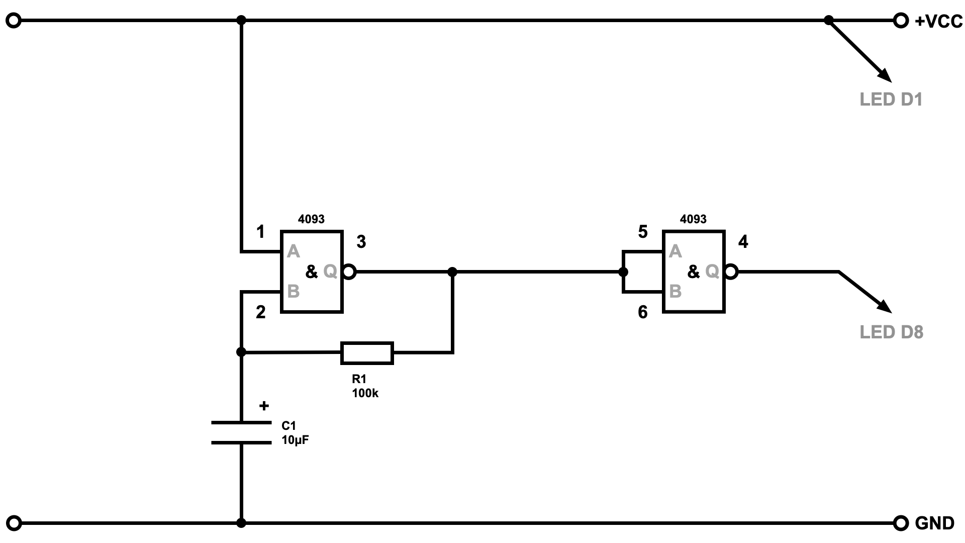 Einfacher Taktgenerator mit IC CD4093 (NAND)