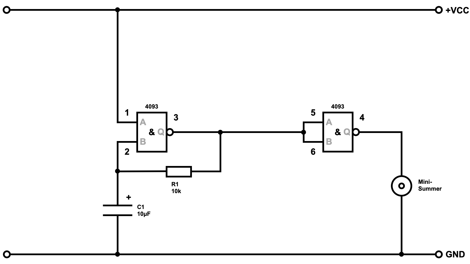 Tongenerator mit IC CD4093 (NAND)