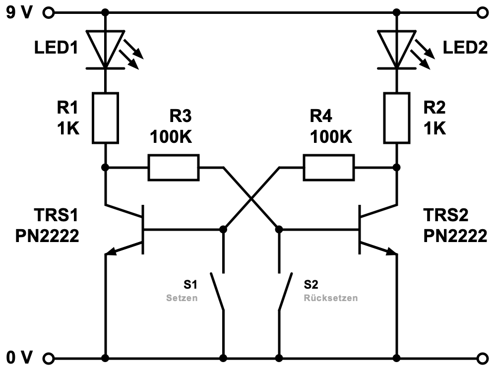 Bistabile Kippstufe mit Transistoren (Flip-Flop)