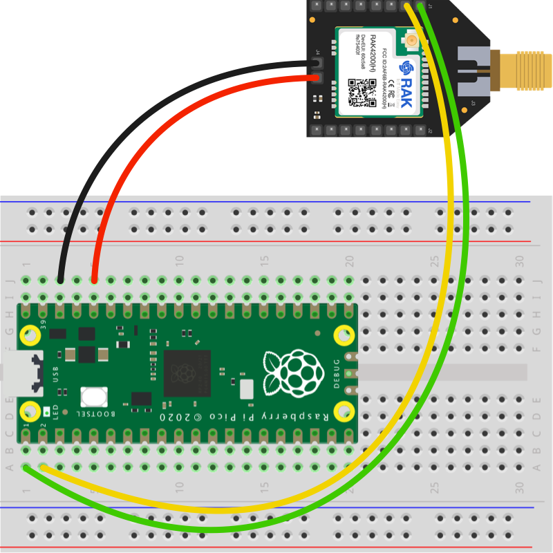 Raspberry Pi Pico: RAK4200 Breakout Board verbinden und testen