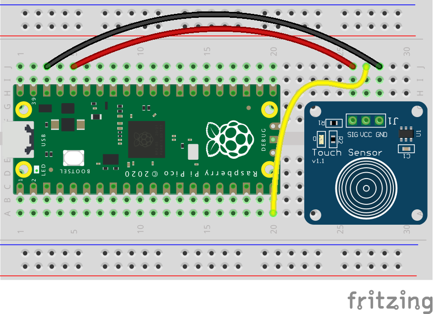 Raspberry Pi Pico: Berührungen mit dem Berührungssensor TTP223 erkennen