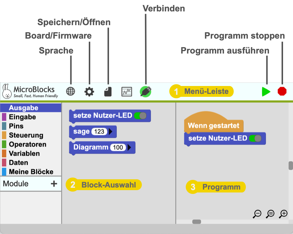 Die MicroBlocks-Webapp