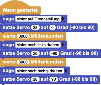 MicroBlocks: Servo-Motor SG90 steuern